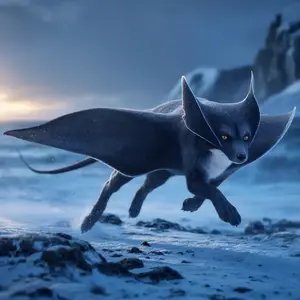 Arctic fox + Manta ray